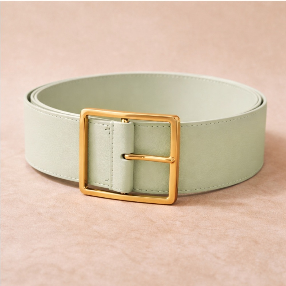 B-Low The Belt Mint Green Leather Belt Gold Hardware Small